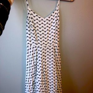 white and black spotted cute midi dress